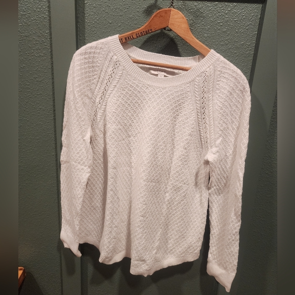 🤍 LOFT Textured Knit Sweater | Ivory | Women’s Large